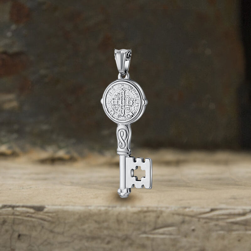 St. Benedict Medal Key Stainless Steel Pendant | Gthic.com