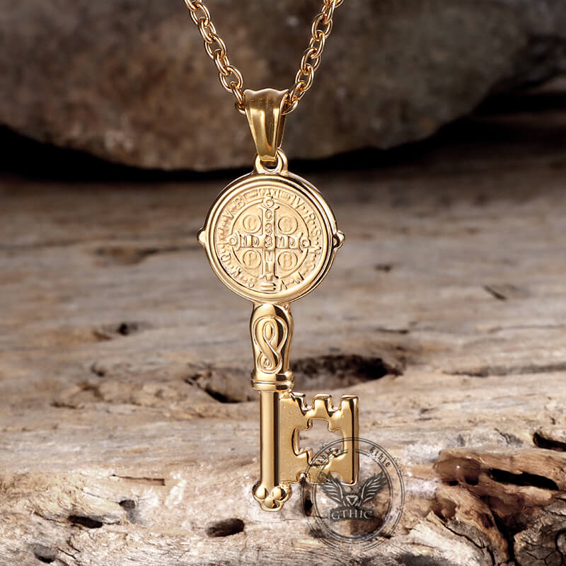 St. Benedict Medal Key Stainless Steel Pendant | Gthic.com