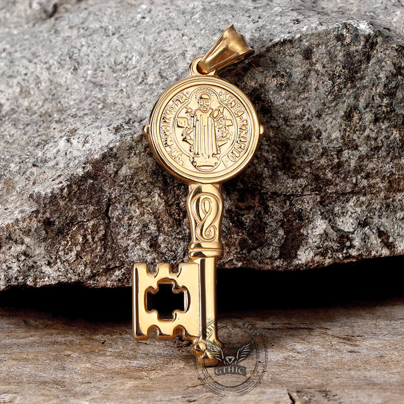 St. Benedict Medal Key Stainless Steel Pendant | Gthic.com