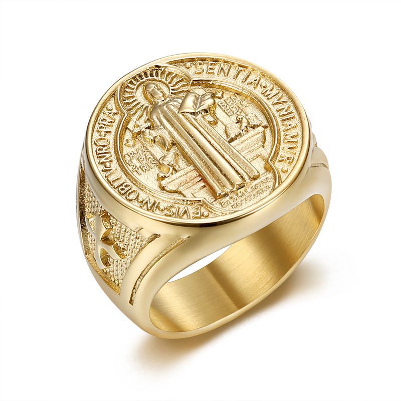 St. Benedict's Medal Exorcism Stainless Steel Ring | Gthic.com