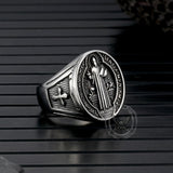 St. Benedict's Medal Exorcism Stainless Steel Ring | Gthic.com