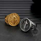 St. Benedict's Medal Exorcism Stainless Steel Ring | Gthic.com