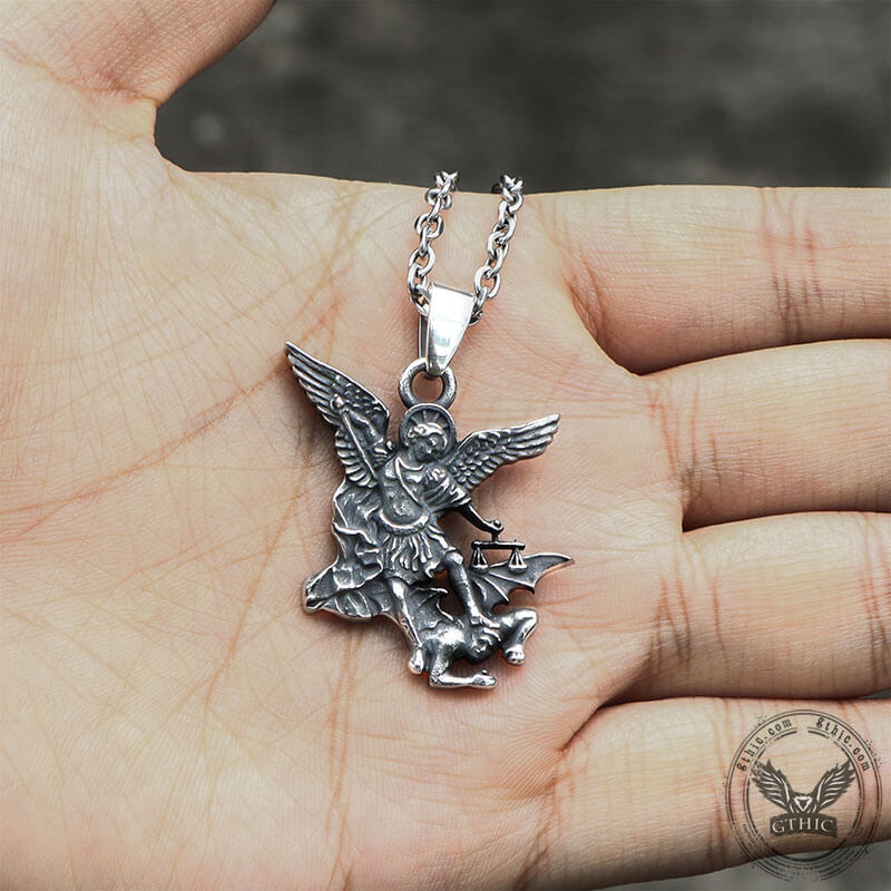 St. Michael Archangel Stainless Steel Religion Pendant | Gthic.com