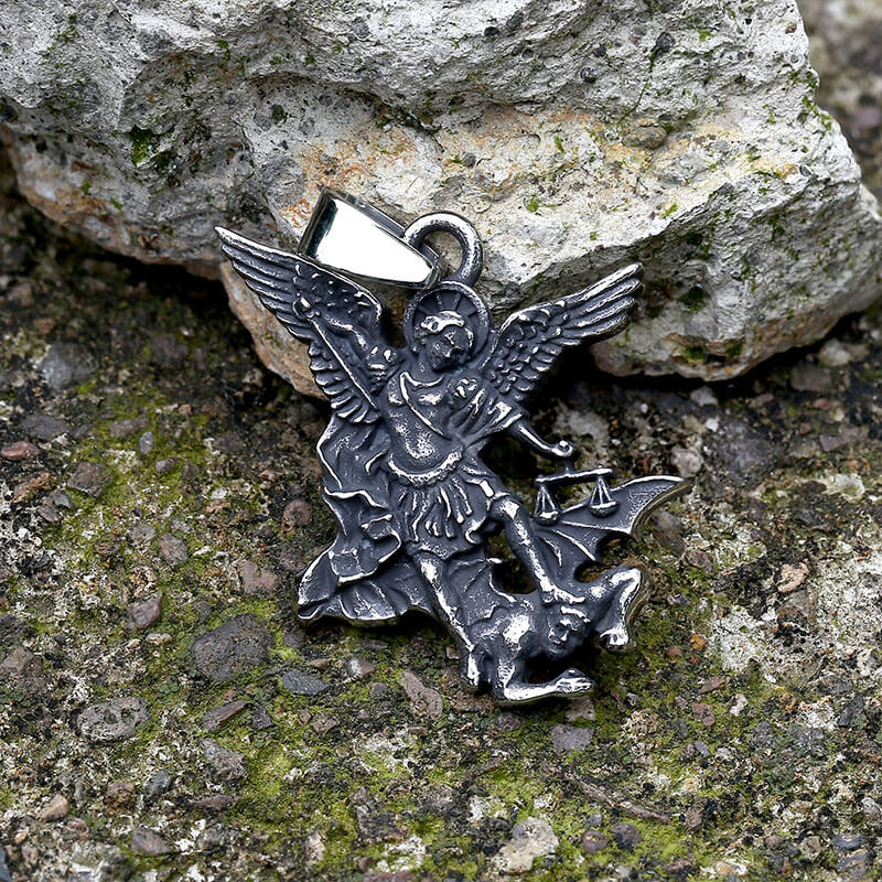 St. Michael Archangel Stainless Steel Religion Pendant | Gthic.com