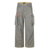 Pantaloni punk da uomo in cotone con stampa teschio patch