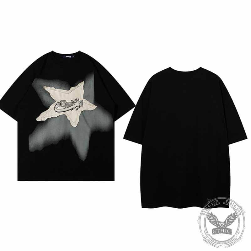 Star Patch Loose Hip Hop T-shirt | Gthic.com