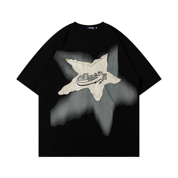 Star Patch Loose Hip Hop T-shirt | Gthic.com