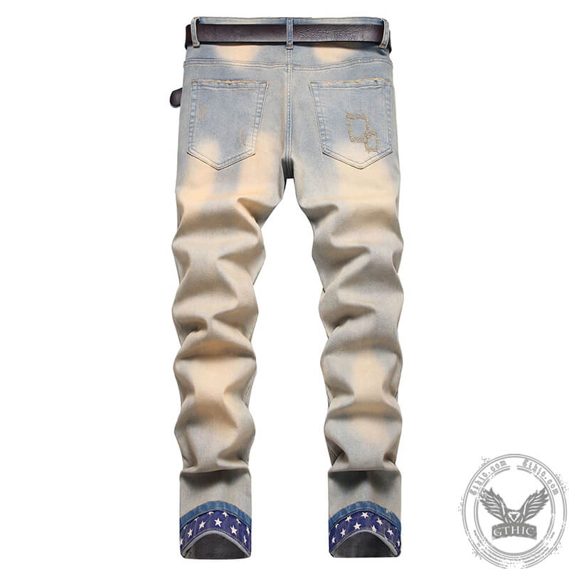 Star Patch Print Cotton Men's Punk Pants | Gthic.com