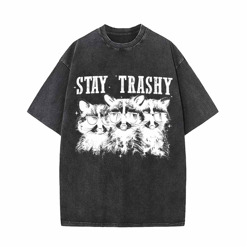 Stay Trashy Raccoon Vintage Washed T-shirt | Gthic.com