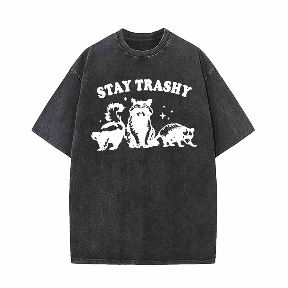 Stay Trashy Vintage Washed T-shirt Vest Top | Gthic.com