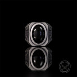 Steampunk Gear Black Gem Sterling Silver Ring | Gthic.com