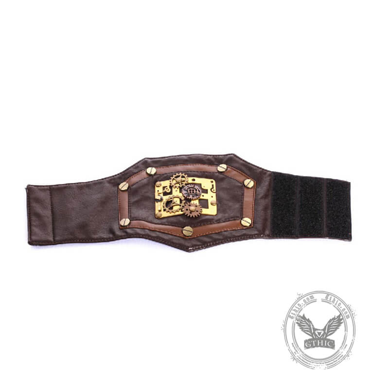 Steampunk Gear Leather Bracers | Gthic.com
