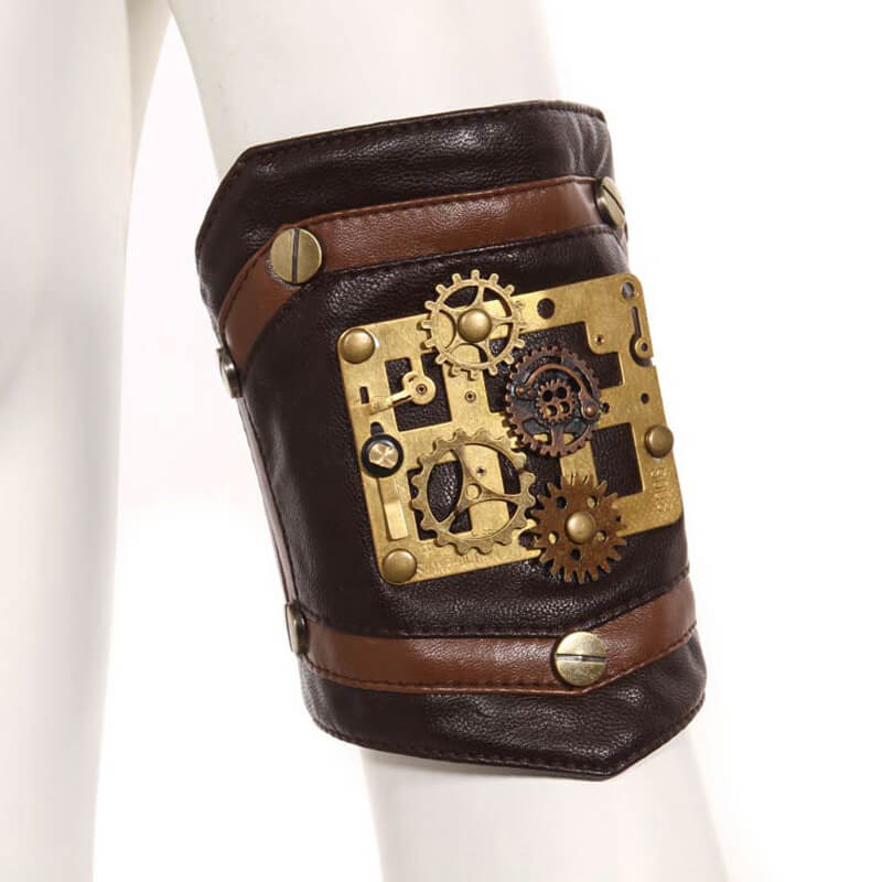 Steampunk Gear Leather Bracers | Gthic.com
