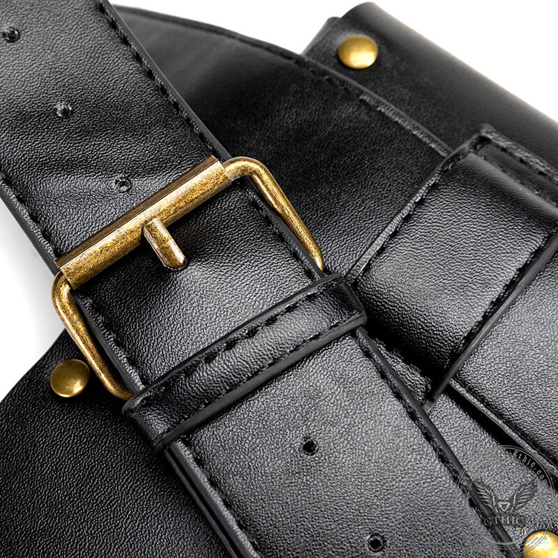 Steampunk Lolita Corset Belt Black Buckle PU Leather Wide Belt
