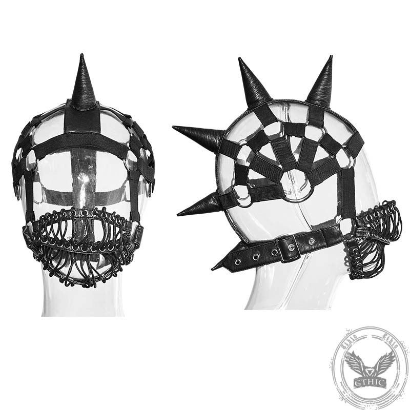 Steampunk Rope Design PU Leather Hat Facemask