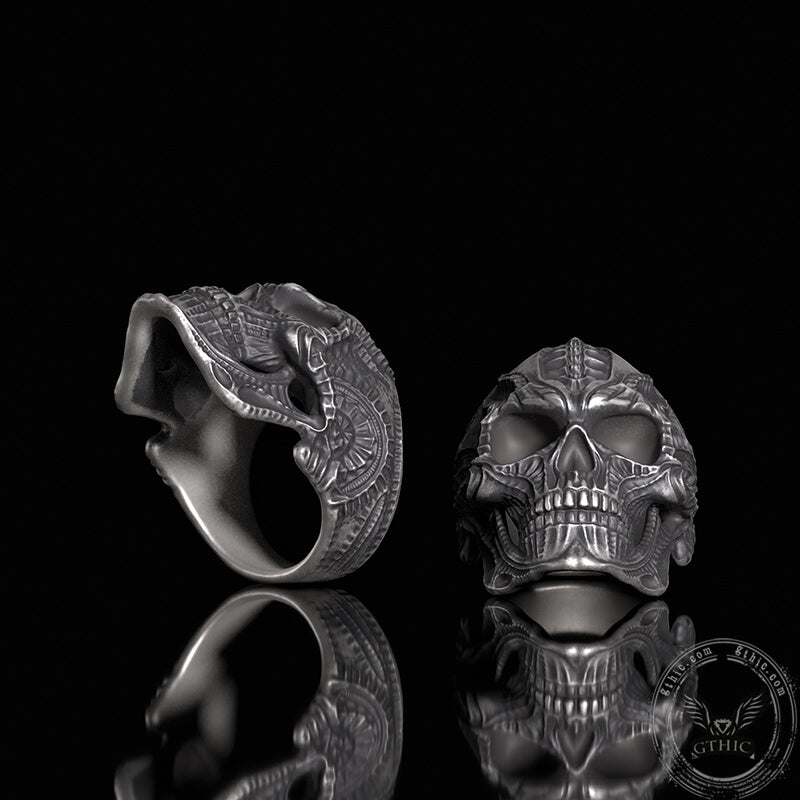 Steampunk Sterling Silver Skull Ring | Gthic.com