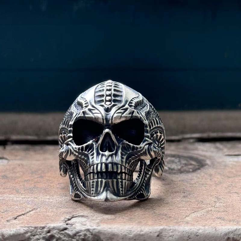 Steampunk Sterling Silver Skull Ring | Gthic.com