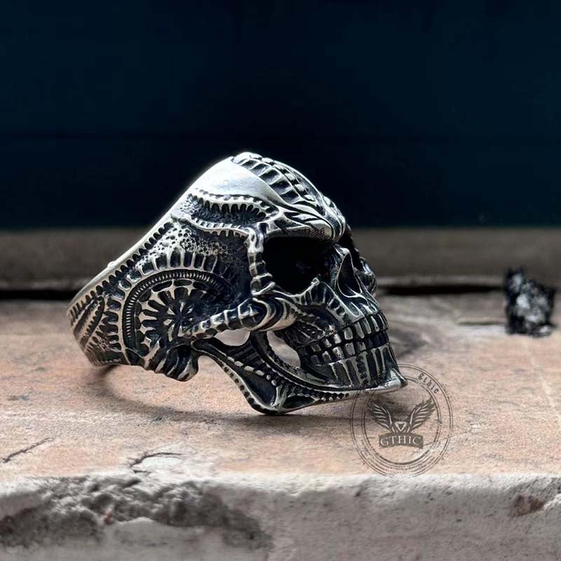 Steampunk Sterling Silver Skull Ring | Gthic.com