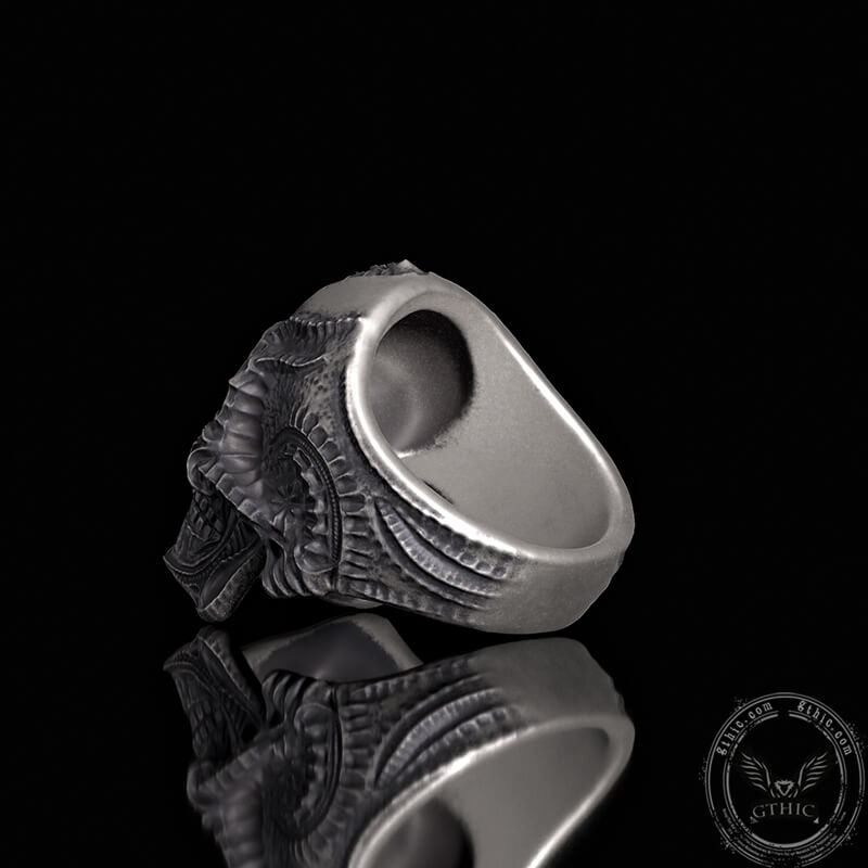 Mandalorianer-Symbol-Totenkopf-Ring aus Sterlingsilber