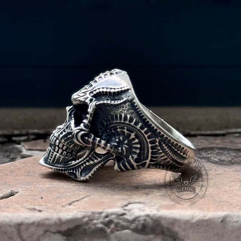 Steampunk Sterling Silver Skull Ring | Gthic.com