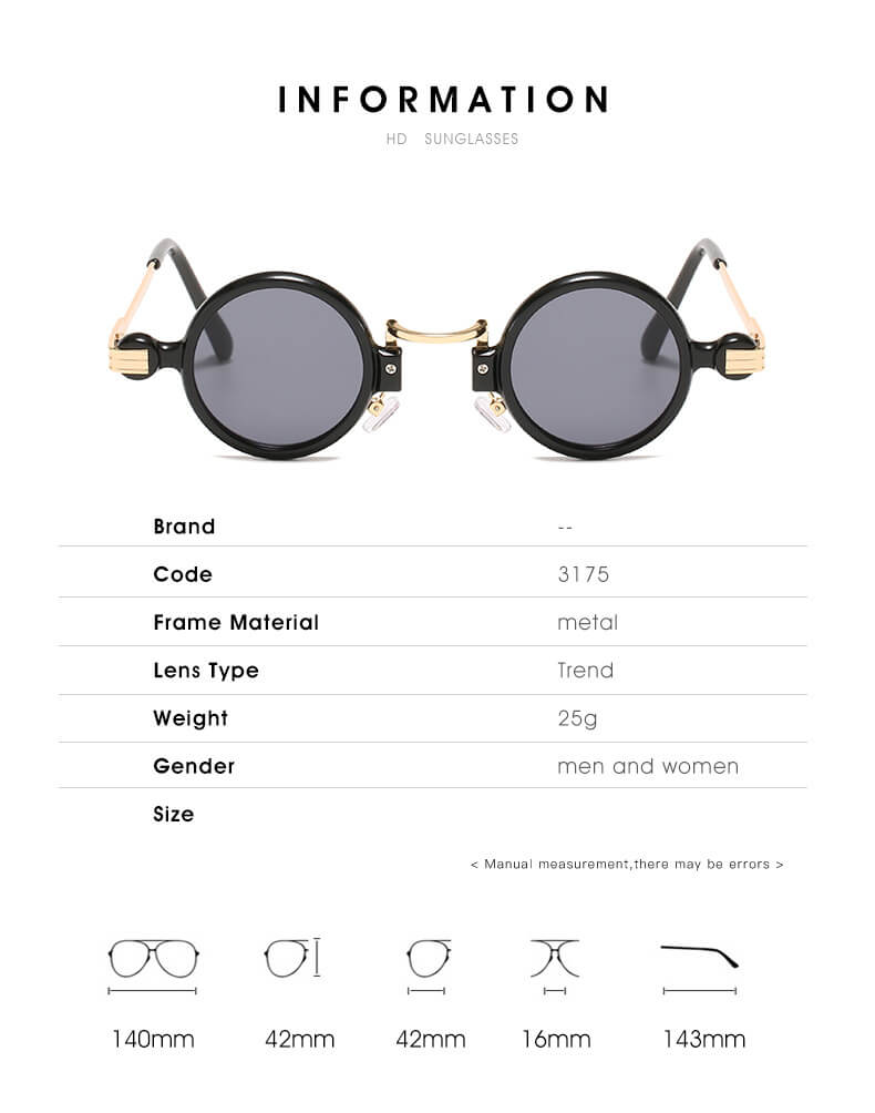Steampunk UV Protection Round PC Sunglasses