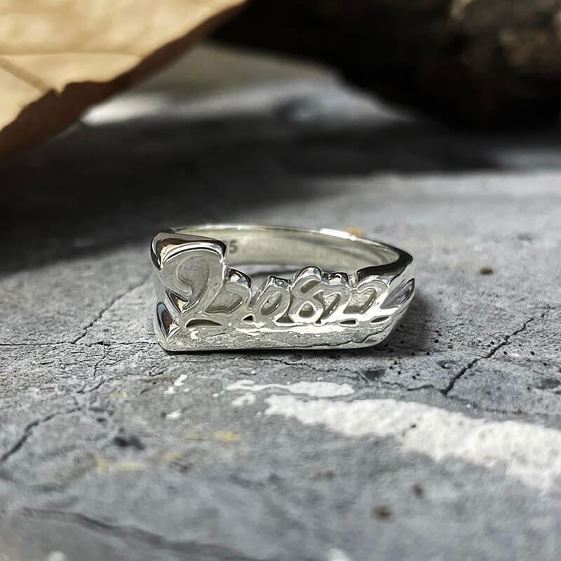 Sterling Silver Custom Script Name Ring