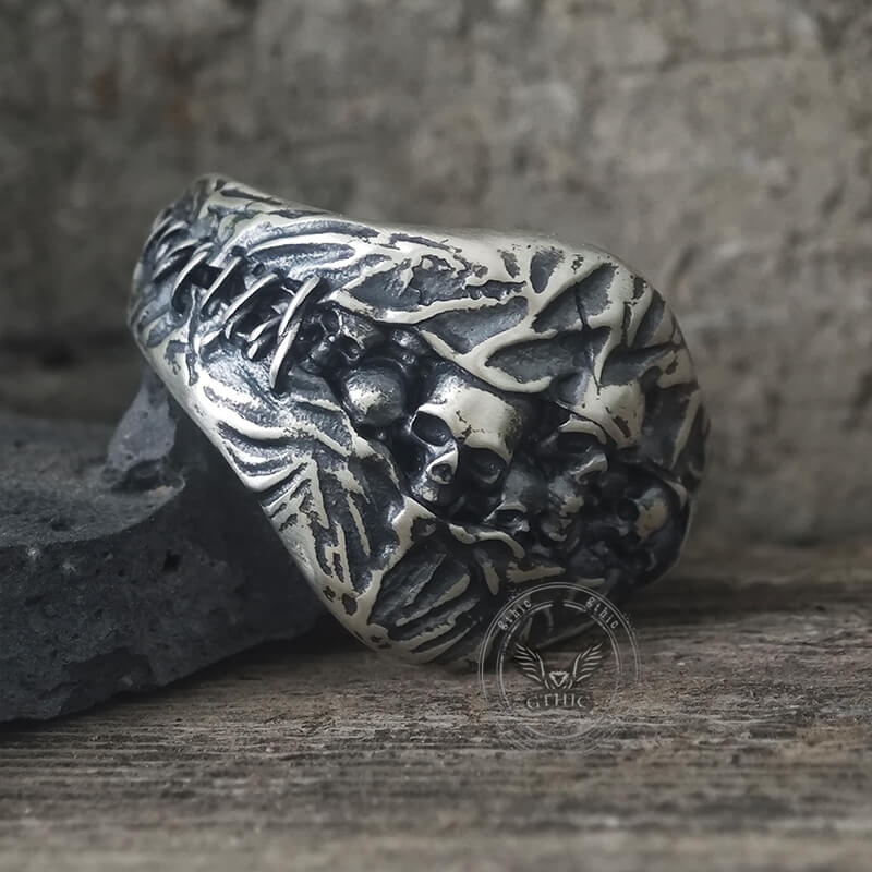 Stitched Skull Sterling Silver Gothic Ring | Gthic.com