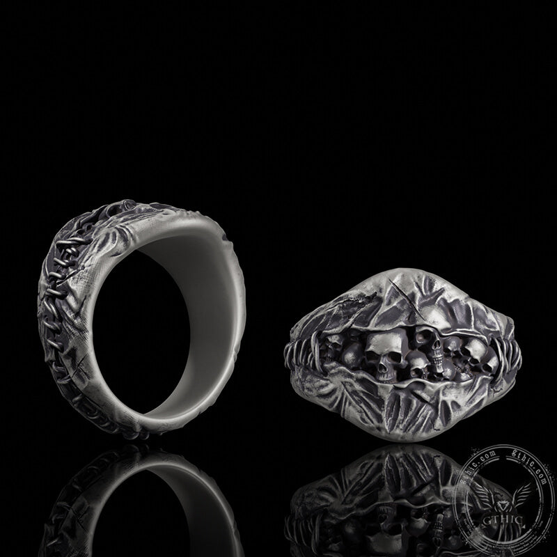 Stitched Skull Sterling Silver Gothic Ring | Gthic.com