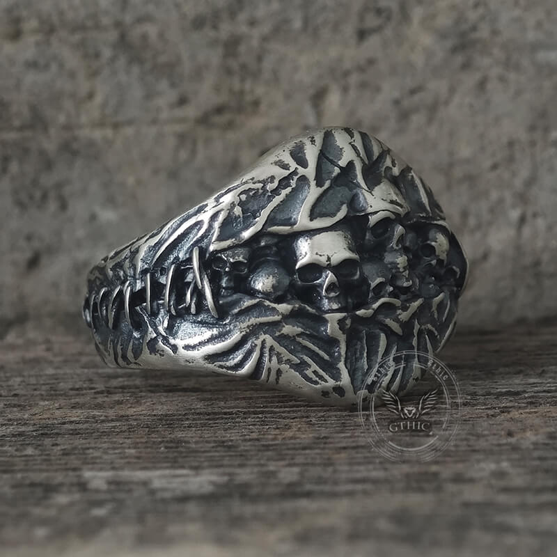 Stitched Skull Sterling Silver Gothic Ring | Gthic.com