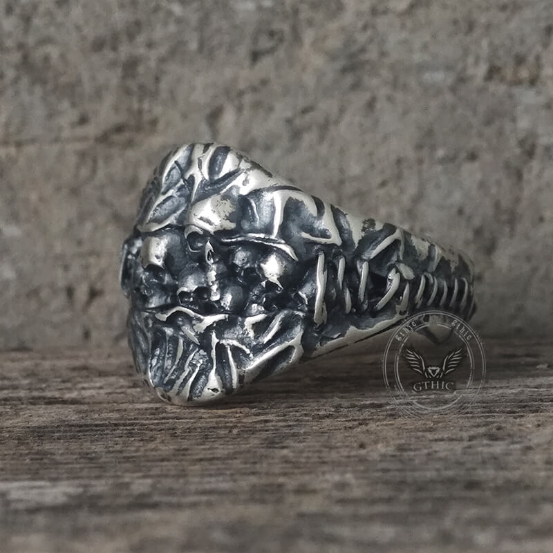 Stitched Skull Sterling Silver Gothic Ring