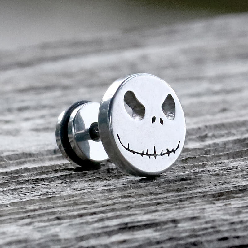 Gothic Totenkopf-Handknochen-Ohrstecker aus Sterlingsilber