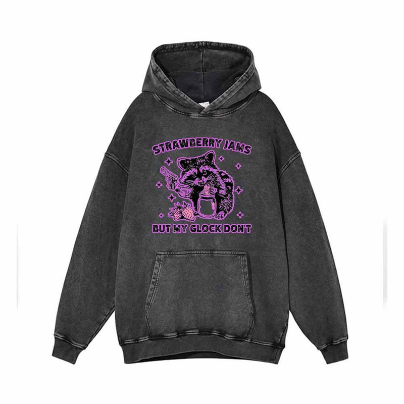 Strawberry Jams Funny Gunner Raccoon Print Hoodie 01 | Gthic.com