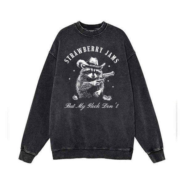 Strawberry Jams Gunner Raccoon Print Sweatshirt 01 | Gthic.com