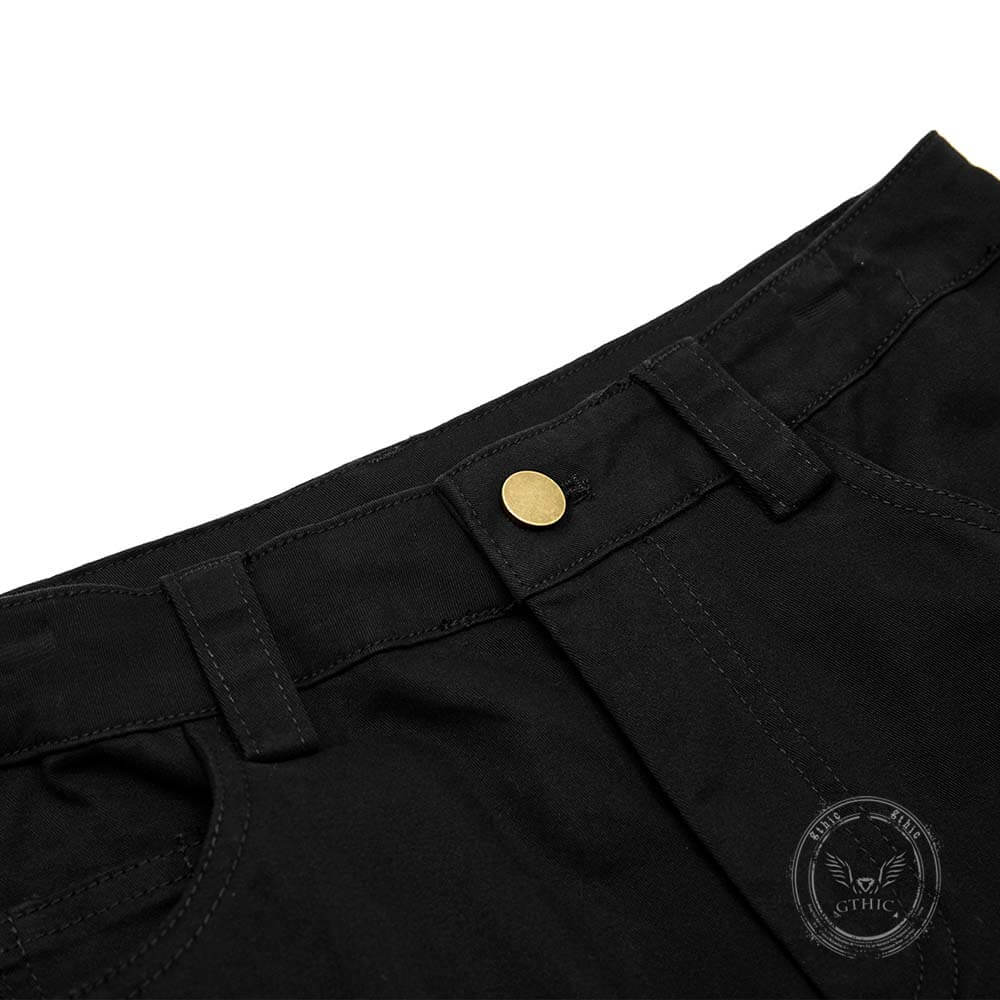 Street-Style Punk Leather Patchwork Flared Pants