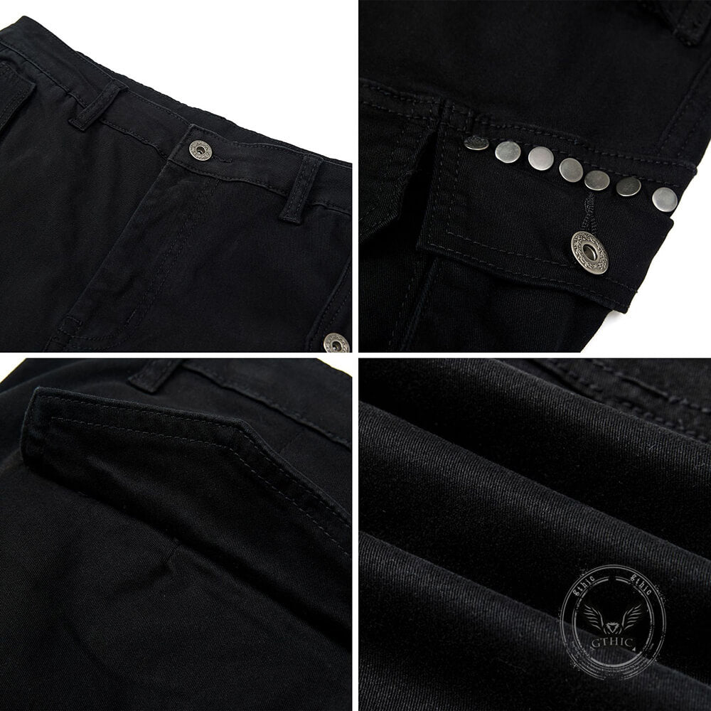 Street-Style Punk Patchwork Flared Pants