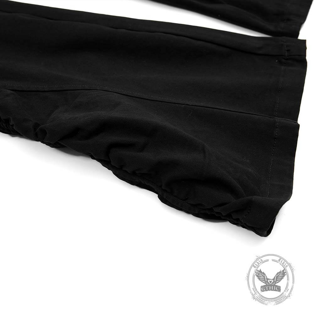 Street-Style Punk Leather Patchwork Flared Pants