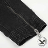 Street Button Design Patchwork Denim Biker Jacket