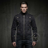 Street Button Design Patchwork Denim Biker Jacket | Gthic.com