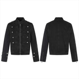 Street Button Design Patchwork Denim Biker Jacket | Gthic.com