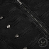 Street Button Design Patchwork Denim Biker Jacket