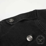 Street Button Design Patchwork Denim Biker Jacket