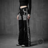 Street Casual Contrast Color Slightly Flared Pants | Gthic.com