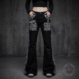 Street Casual Contrast Color Slightly Flared Pants | Gthic.com