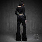 Street Casual Contrast Color Slightly Flared Pants | Gthic.com