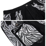 Pantaloni punk da uomo in cotone con stampa teschio patch