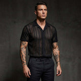 Street Casual Hollow Out Knit Short Sleeve Shirt | Gthic.com