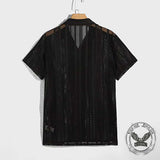 Street Casual Hollow Out Knit Short Sleeve Shirt
