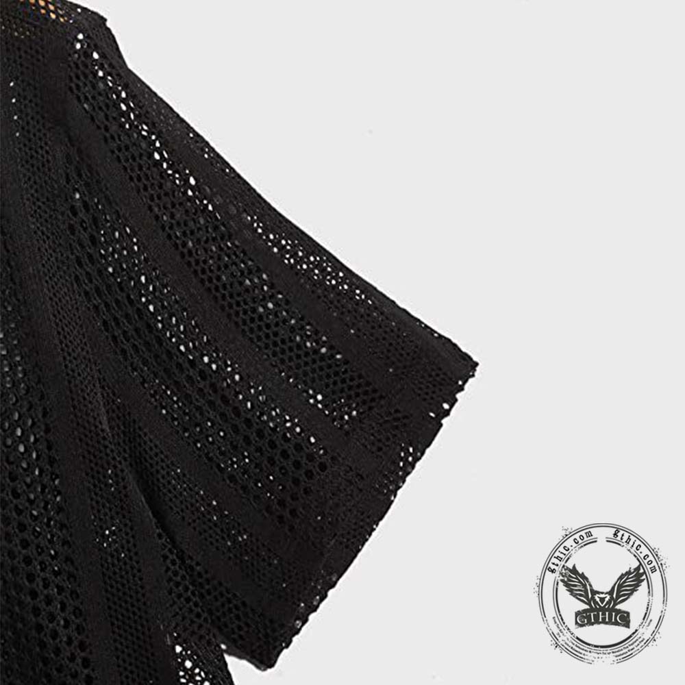 Street Casual Hollow Out Knit Short Sleeve Shirt