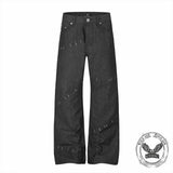 Pantaloni punk da uomo in cotone con stampa teschio patch