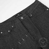 Pantaloni punk da uomo in cotone con stampa teschio patch
